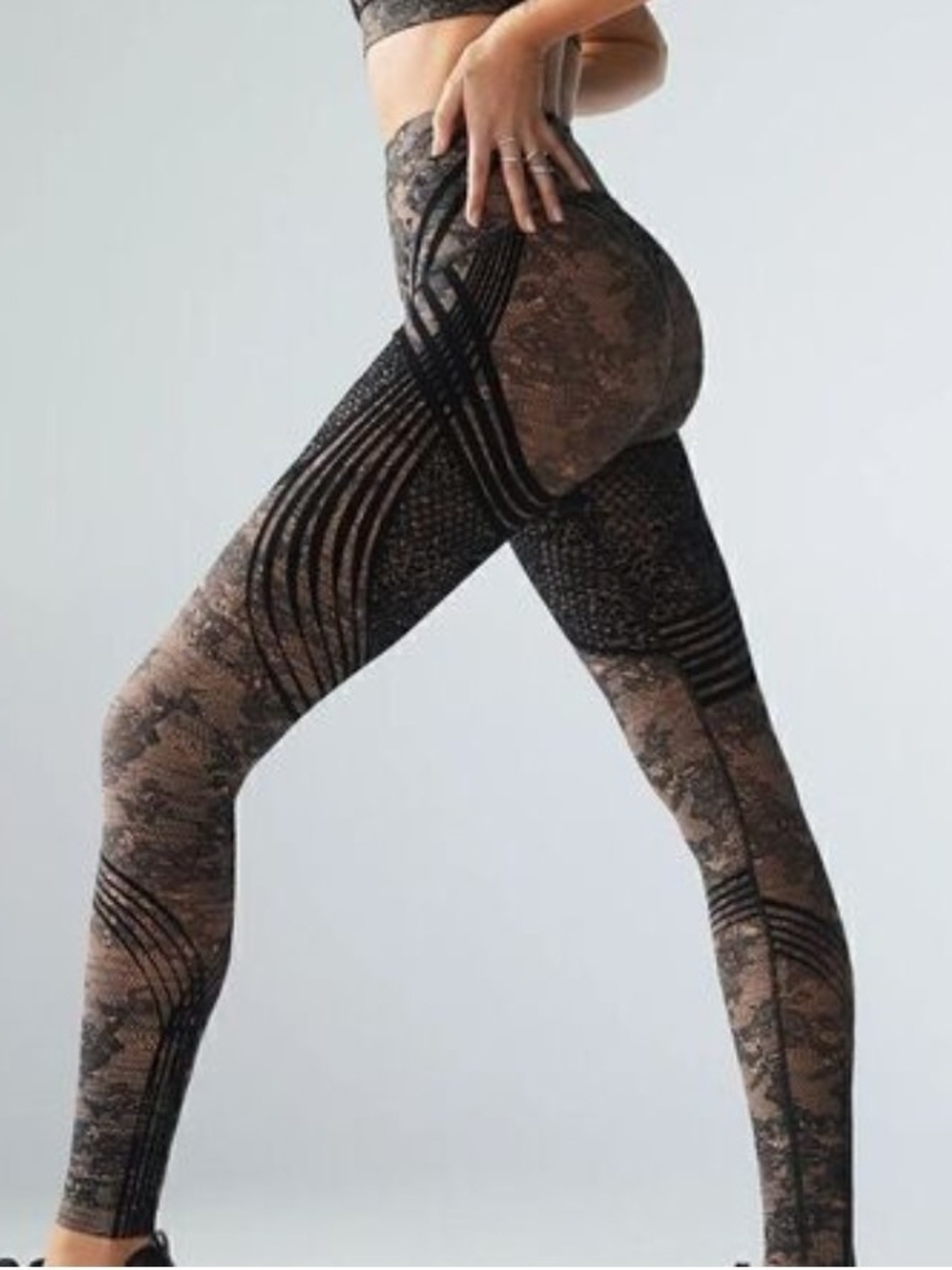 Savage X Fenty Black and Brown Patterned High-Waist Leggings